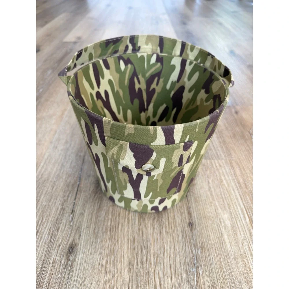 Gorpcore Camo Fabric Trick or Treat Pail Kids Green Brown Utility Military